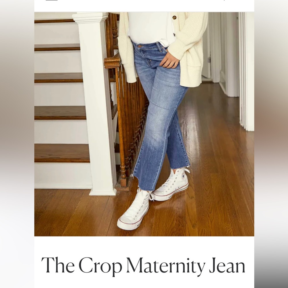 Hatch Cropped & Distressed Maternity Jean